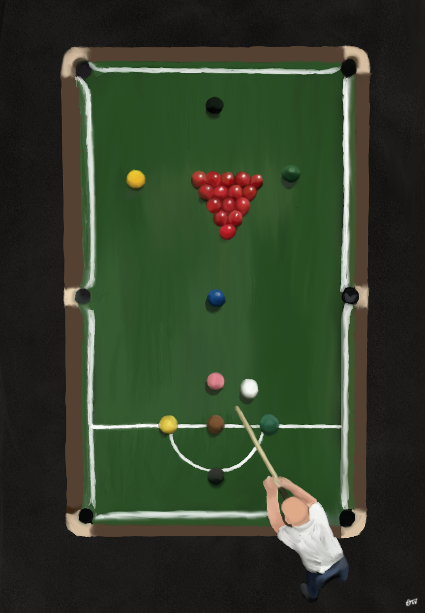 Bespoke commission for a snooker lover, playing snooker