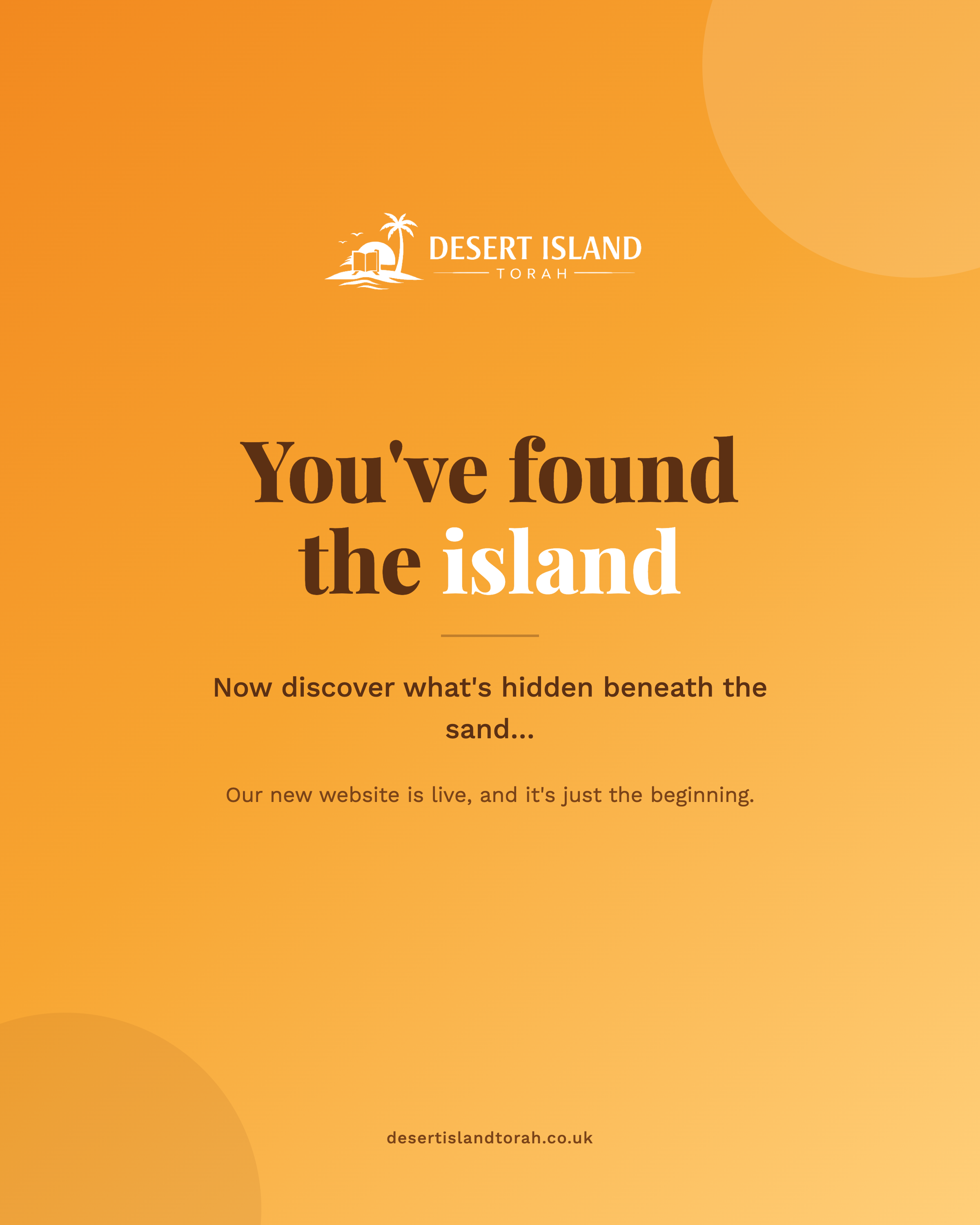 Desert Island Torah website launch poster — You've found the island